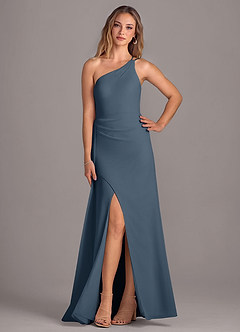 Azazie Maron Final Sale Eucalyptus A-Line One Shoulder Chiffon Dress image6