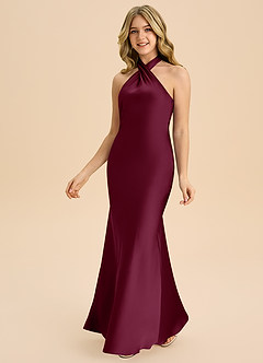 Azazie Chickie Junior Etui Plissee Stretch-Satin Kleid Maulbeerrot image5