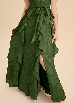 Azazie Peyton Junior Vestido de Oliva de Devorado Floral de Corte en A con Plisado image8