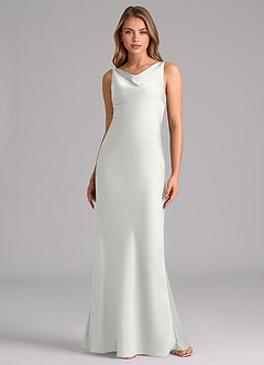 Azazie Allettie Robes de demoiselle d'honneur Robe Sirène en Satin extensible Blanc image6