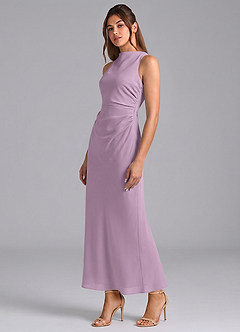 Azazie Evadne Brautjungfernkleider Etui Plissee Chiffon Kleid Blauregen image1