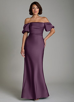 Azazie Lea Bridesmaid Dresses Plum Mermaid Off the Shoulder Stretch Satin Convertible Dress image8