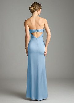 Azazie Leonis Bridesmaid Dresses Powder Blue Mermaid Pleated Stretch Satin Convertible Dress image2