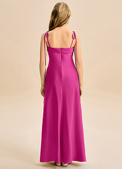 Azazie Willa Junior Vestido de Fucsia de Satén Elástico de Corte Sirena con Lazo image6