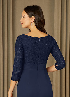 Azazie Macie Mother of the Bride Dresses Dark Navy Sheath Scoop Sequins Lace Dress image12