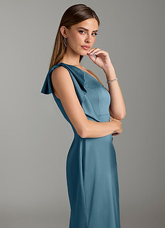 Azazie Rinna Bridesmaid Dresses Bermuda Mermaid Ruched Stretch Satin Dress image6