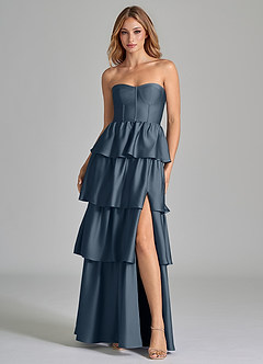 Azazie Faye Brautjungfernkleider A-Linie Gestreift Stretch-Satin Kleid Zwielichtviolett image4