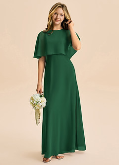 Azazie Maris Junior Dark Green A-Line Chiffon Dress image3