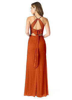 Azazie Dorita Final Sale Terracotta Mermaid Corset Mesh Dress image2