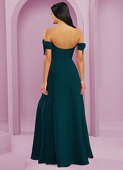 Barbie ♥ Azazie Robes de demoiselle d'honneur Robe Trapèze Convertible en Mousseline de soie Épaule décolletée Vert Pin image2