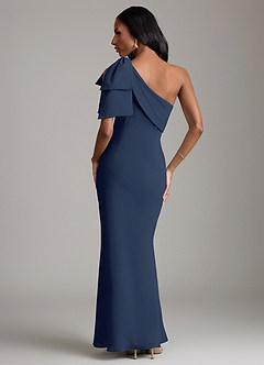 Azazie Yuanna Bridesmaid Dresses Dark Navy Mermaid One Shoulder Chiffon Dress image6