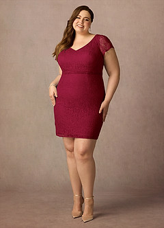 Azazie Lucilia Final Sale Black Sheath Lace Dress image7