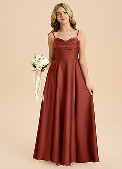 Azazie Bear Junior Klä av A-Line i Stretch Satin Älskling Halsringning image7