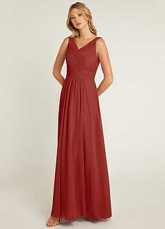Azazie Pierrette Bridesmaid Dresses Terracotta A-Line Pleated Chiffon Dress image3