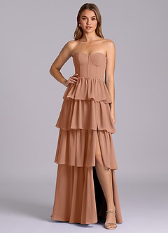 Azazie Faye Brautjungfernkleider A-Linie Herzausschnitt Chiffon Kleid Bronzer image1