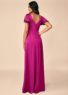 Azazie Soren Brautjungfernkleider A-Linie Plissee Stretch-Satin Kleider Fuchsia image2