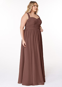 Azazie Zapheira Bridesmaid Dresses Espresso A-Line Ruched Chiffon Dress image9