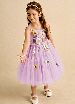 Azazie Osea Robe Demoiselle D'honneur Fillette Robe Princesse en Tulle Plissée Rose Bonbon image1