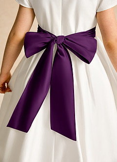 Azazie Deary Flower Girl Dresses Ivory Grape A-Line Bow Cotton Dress image8