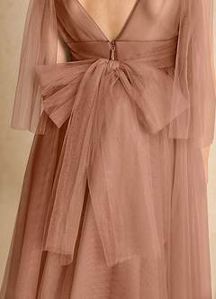 Azazie Dori Flower Girl Dresses Bronzer A-Line Ruched Tulle Dress image7