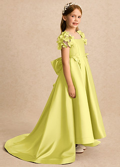 Azazie Charity Flower Girl Klänningar Klänning A-linje i Matt satäng med ärmar image1