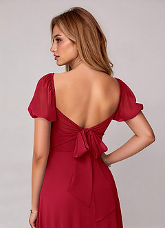 Azazie Fatima Bridesmaid Dresses Scarlet A-Line with Pockets Chiffon Dress image1