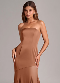 Azazie Uma Bridesmaid Dresses Bronzer Mermaid Strapless Chiffon Convertible Dress image2