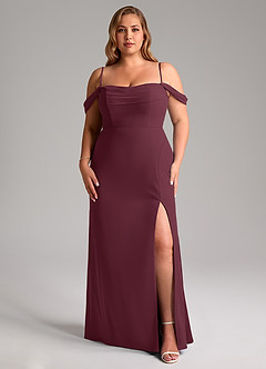 Azazie Saige Bridesmaid Dresses Cabernet A-Line Off the Shoulder Chiffon Convertible Dress image14