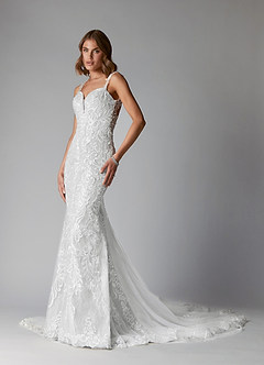 Azazie Gardner Final Sale Diamond White Mermaid Sequins Lace Dress image3