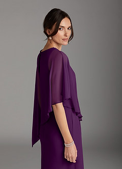 Azazie Sparrow Abiti per la Madre della Sposa Abito Tubino in Chiffon Lustrini Uva image5