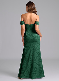 Azazie Saige Bridesmaid Dresses Dark Green A-Line Off the Shoulder Floral Burnout Convertible Dress image6