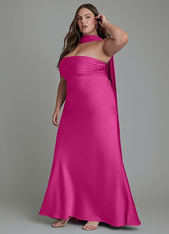 Azazie Saylor Brudtärnklänningar Klänning av Sjöjungfru i Stretch Satin Axelbandslös Fuchsia image16