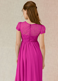 Azazie Delevingne Junior Jurk van Chiffon met A-Lijn Kant Fuchsia image5