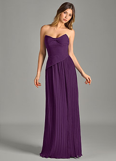 Azazie Becka Bridesmaid Dresses Grape A-Line Strapless Chiffon Dress image4