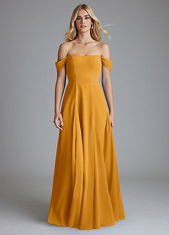 Azazie Seriana Brudtärnklänningar Klä av A-Linje i Chiffong Av axeln Knäck image5