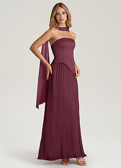 Azazie Tierney Robes de demoiselle d'honneur Robe Trapèze Convertible en Mousseline de soie Sans bretelle Cabernet image7
