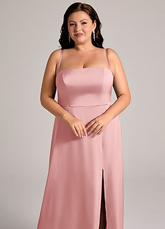 Azazie Wren Brudtärnklänningar Klä av A-Linje i Stretch Satin Axelbandslös Puderrosa Konvertibel image11