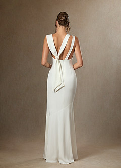 Azazie Tabitha Wedding Dresses Diamond White Mermaid Bateau Neckline Crepe Back Satin Dress image7