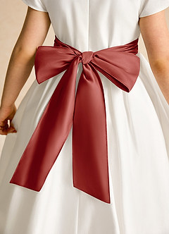 Azazie Deary Flower Girl Dresses Ivory Terracotta A-Line Bow Cotton Dress image8