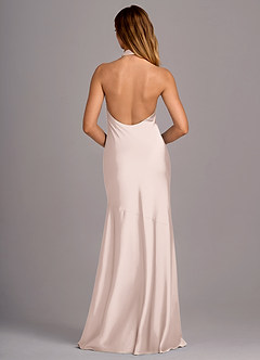 Azazie Lorena Bridesmaid Dresses Blushing Pink Mermaid Pleated Stretch Satin Dress image2