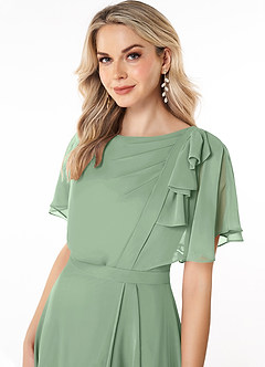 Azazie Aaliyah Modest Bridesmaid Dresses A-Line Scoop Pleated Chiffon Floor-Length Dress image5