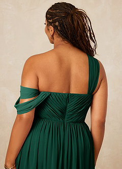 Christian Siriano Bridal for Azazie 1014 Bridesmaid Dresses Emerald A-Line Off the Shoulder Chiffon Dress image16