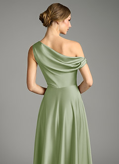 Azazie Xanthe Brautjungfernkleider Eine Linie Schulterfrei Stretch-Satin Kleid Staubiger Salbeigrün image6