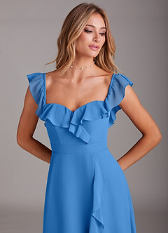 Azazie Lyra Robes de demoiselle d'honneur Robe Trapèze Convertible en Mousseline de soie Geai Bleu image10