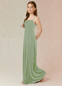 Azazie Solange Junior Dusty Sage A-Line Velvet Dress image3