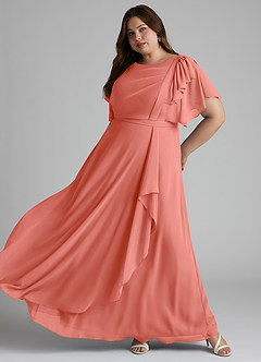 Azazie Aaliyah vestidos de dama de honor modestos Vestido Corte en A Plisado Scoop Hasta el suelo Gasa image8