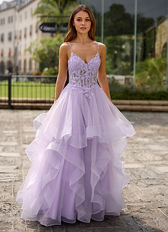 Spitze Púrpura Vestido de fiesta de encaje transparente image4