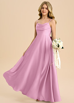 Azazie Bear Junior Candy Pink A-Line Sweetheart Neckline Stretch Satin Dress image5