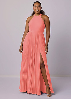 Barbie ♥ Azazie Bridesmaid Dresses Coral A-Line Pleated Chiffon Dress image7