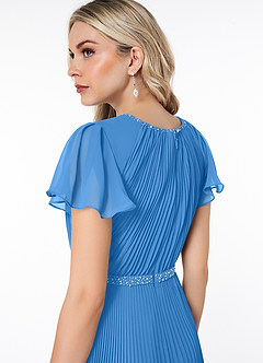 Azazie Kara Modest Bridesmaid Dresses A-Line Pleated Chiffon Floor-Length Dress image6